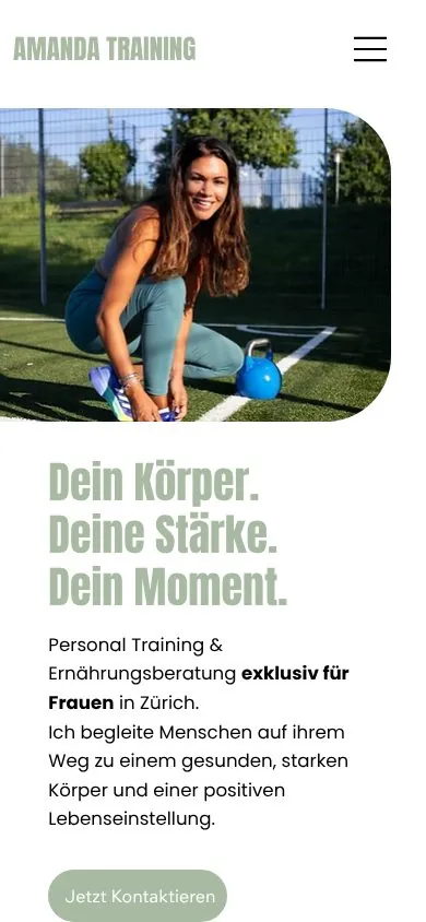 Website von Amanda Training, Handy