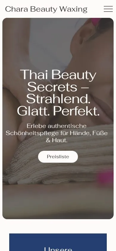 Website von Chara Beauty-Waxing, Handy