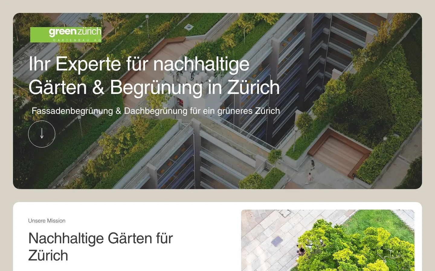 Website von GreenZürich Gartenbau AG, Computer